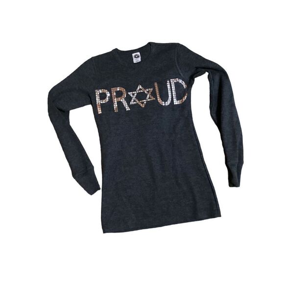 “ PROUD “ Handcrafted Gray Thermal Top S - Picture 1 of 5